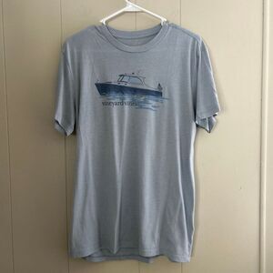 Vineyard Vines Light Blue Boat Graphic Tee | Island T-Shirt | Size M
